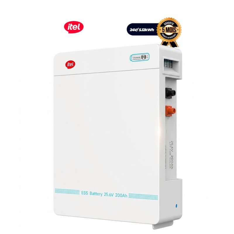 Batterie Lithium Itel IPL‑25200X – 200Ah / 24V – 5,12 kWh – LiFePO4 – Fixation murale – IP21 – Garantie 5 ans