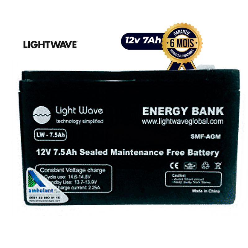 Batterie onduleur prix en fcfa - Light wave - 12v - 7Ah| Glotelho Cameroun