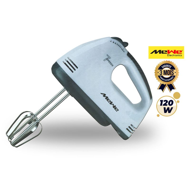 Batteur électrique MeWe 120W, à 7 vitesses Blanc/Gris en vente sur Glotelho Cameroun