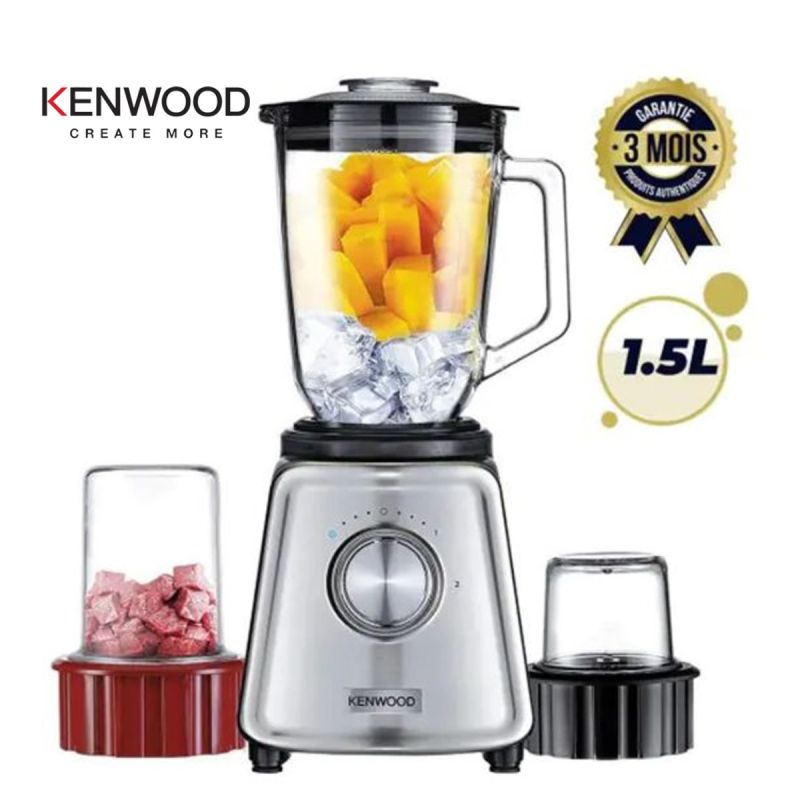 Blender Ice Crusher - KENWOOD - BLP44.270SS - 2 Littres + 2 bol - 800W - Argent - 03 mois| Glotelho Cameroun