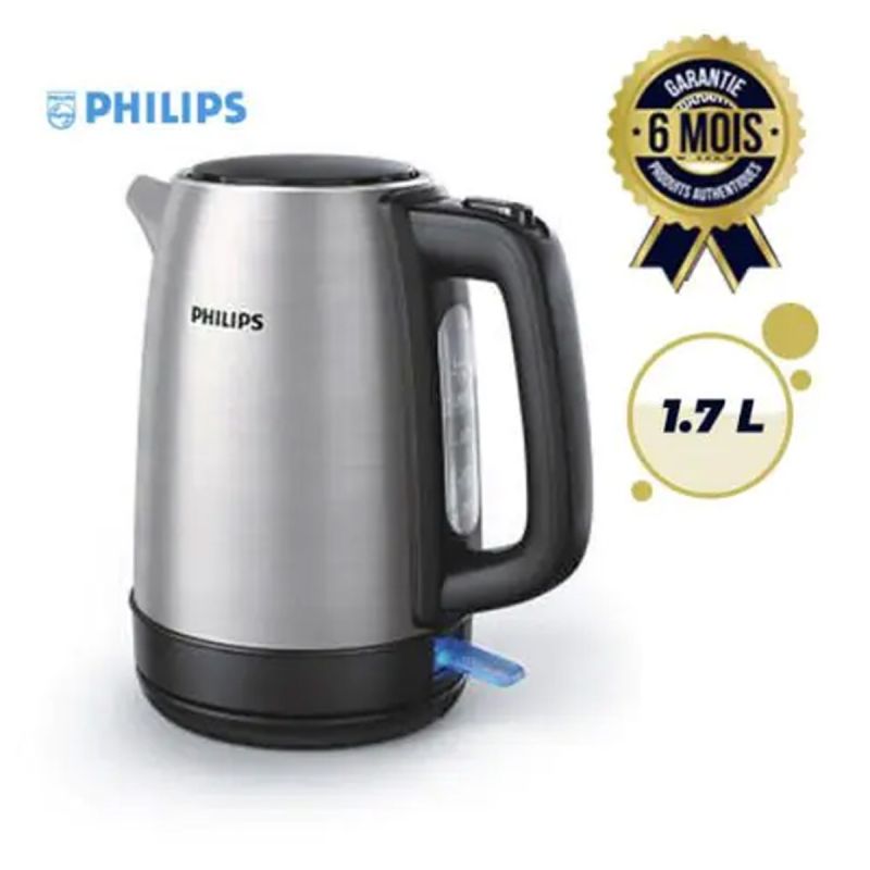 Bouilloire électrique en Inox Philips HD9350/90 - 1.7 Litre - 1850-2200W - 6 Mois  | Glotelho  Cameroun