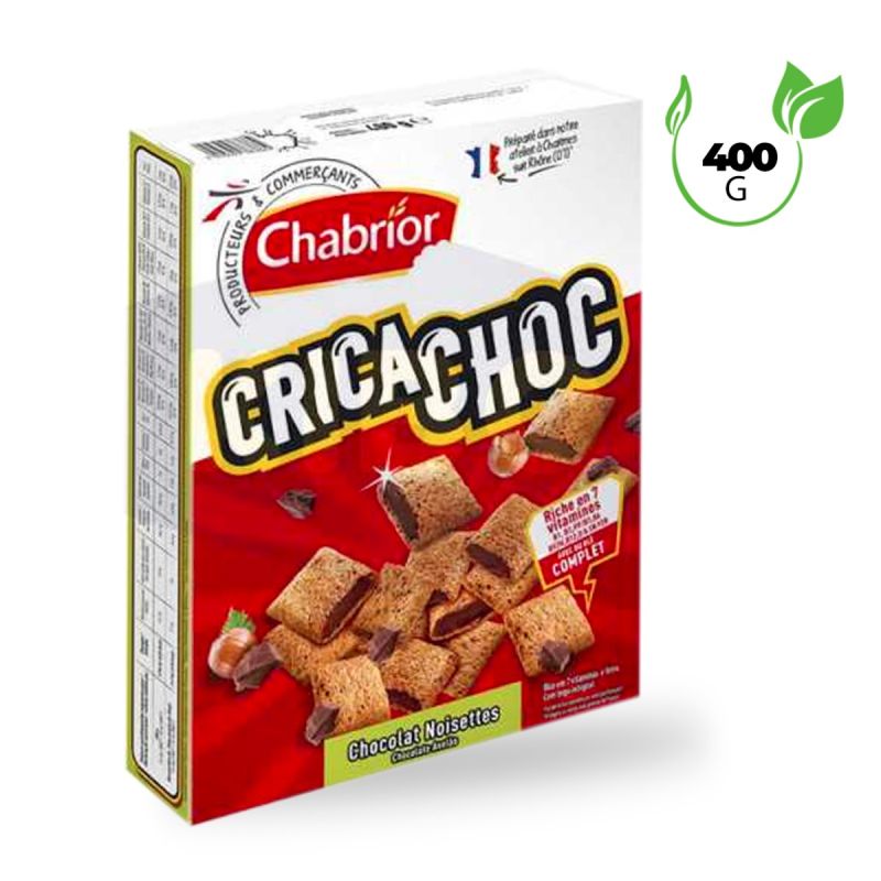 Céréales Crica Choc - Saveur Chocolat Noisette - Texture Croquante - 400g