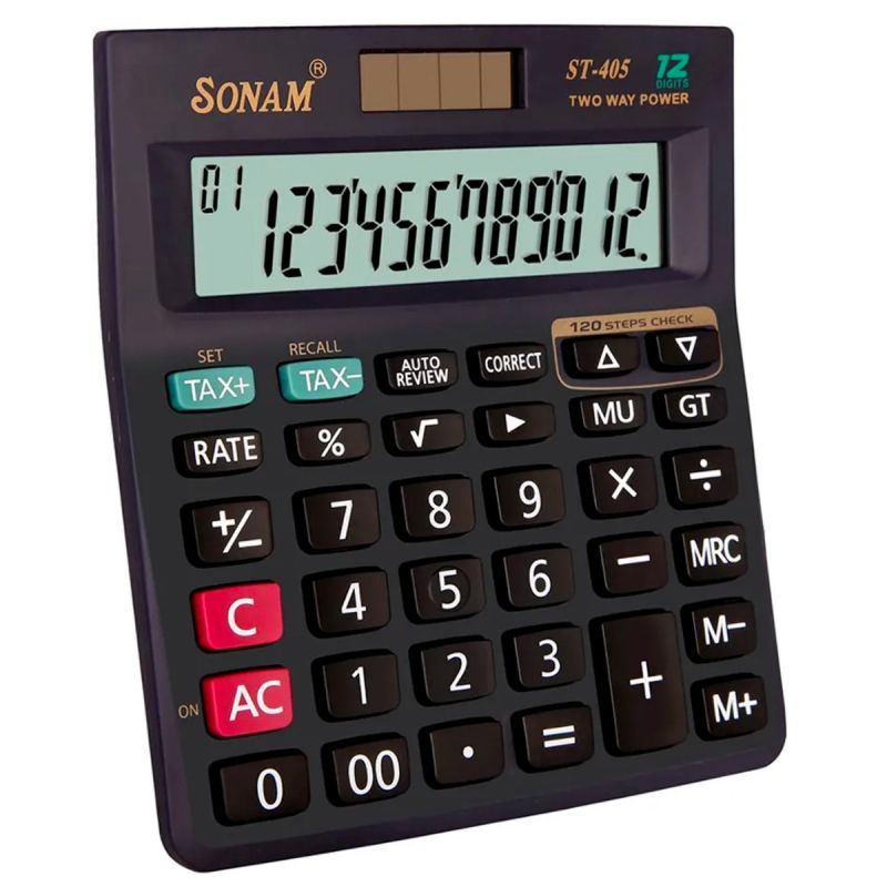 Calculatrice de Bureau - SONAM ST-405 - 12 Chiffres - Grand Écran LCD 