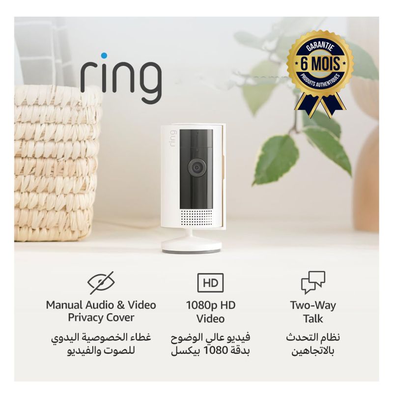Caméra de surveillance intérieure enfichable - Ring - Vidéo HD 1080p - Couverture de confidentialité - Wifi - 6 Mois