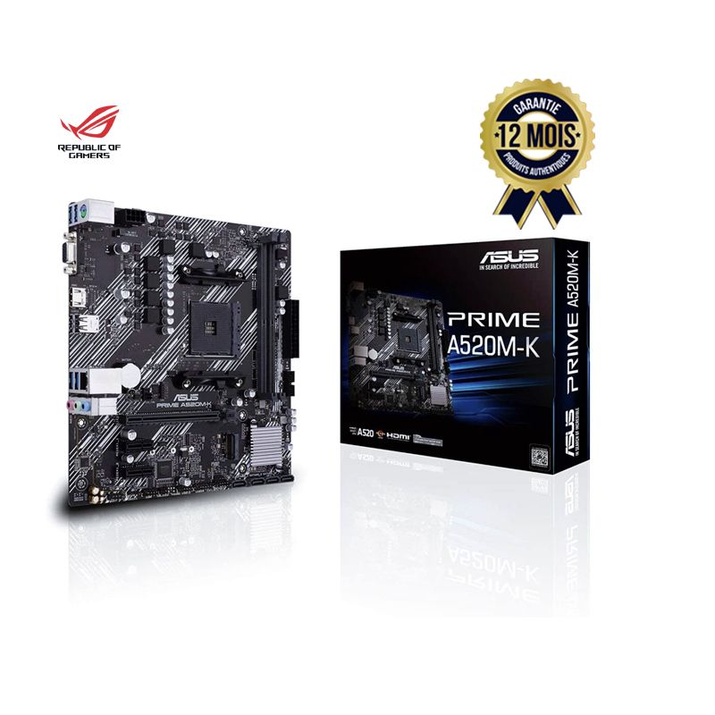 Carte mère mATX Asus PRIME A520M-K Socket AM4 - (Prix en fcfa) | Glotelho Cameroun