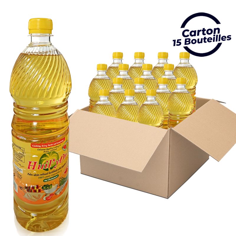 Carton de 15 bouteilles Huile de palme raffinée - Huil'or - 1 Litre