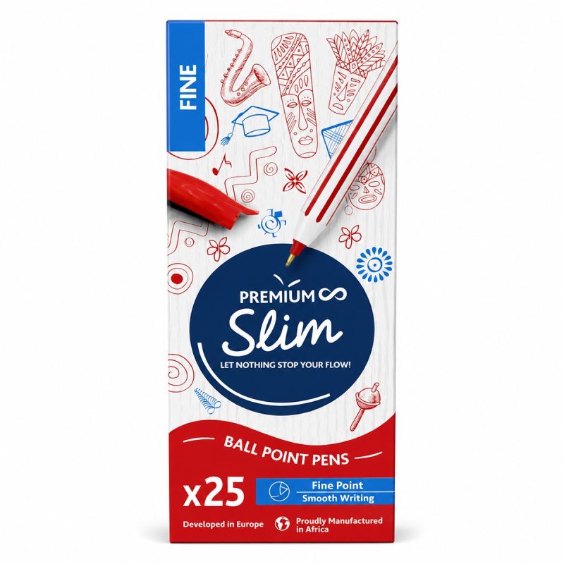 Carton de 25 Stylos à Bille Rouge - Premium Slim