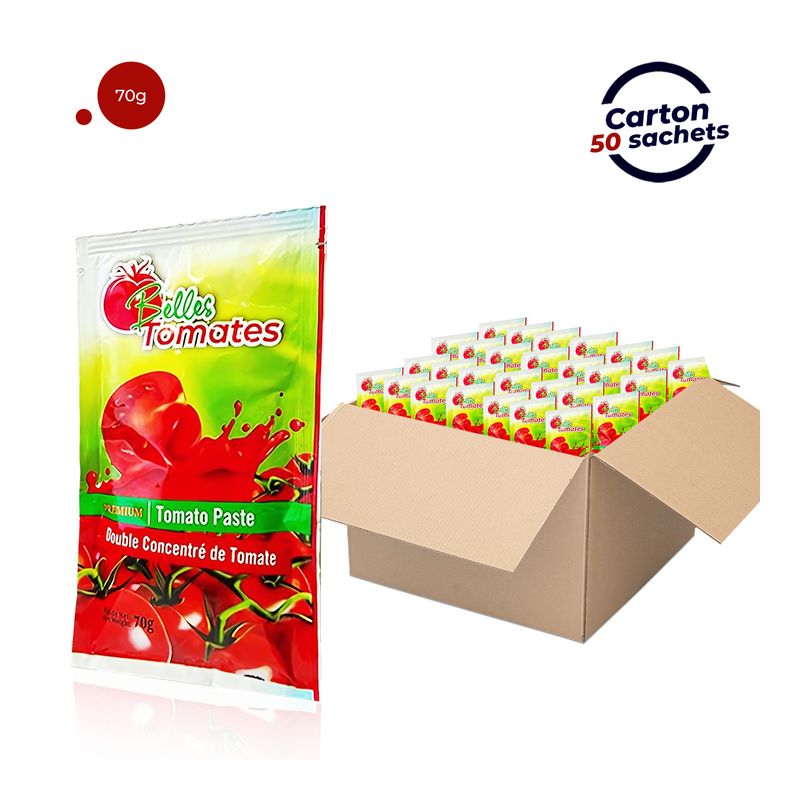 Carton de 50 sachets de Double Concentré de Tomates Belles 
