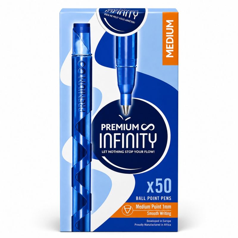 Carton de 50 Stylos à Bille Bleu - Premium Infinity