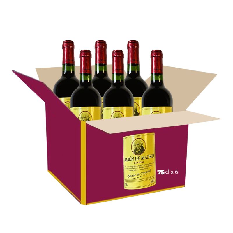 Carton de 6 bouteilles 75 CL de vins rouges Baron de Madrid 