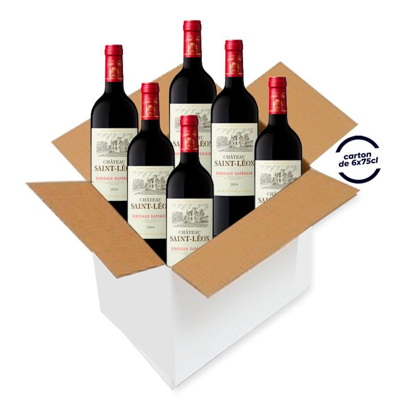Carton de 6 bouteilles de Vin Rouge - Château Saint LÉON - Bordeaux Supérieur - 75 cl
