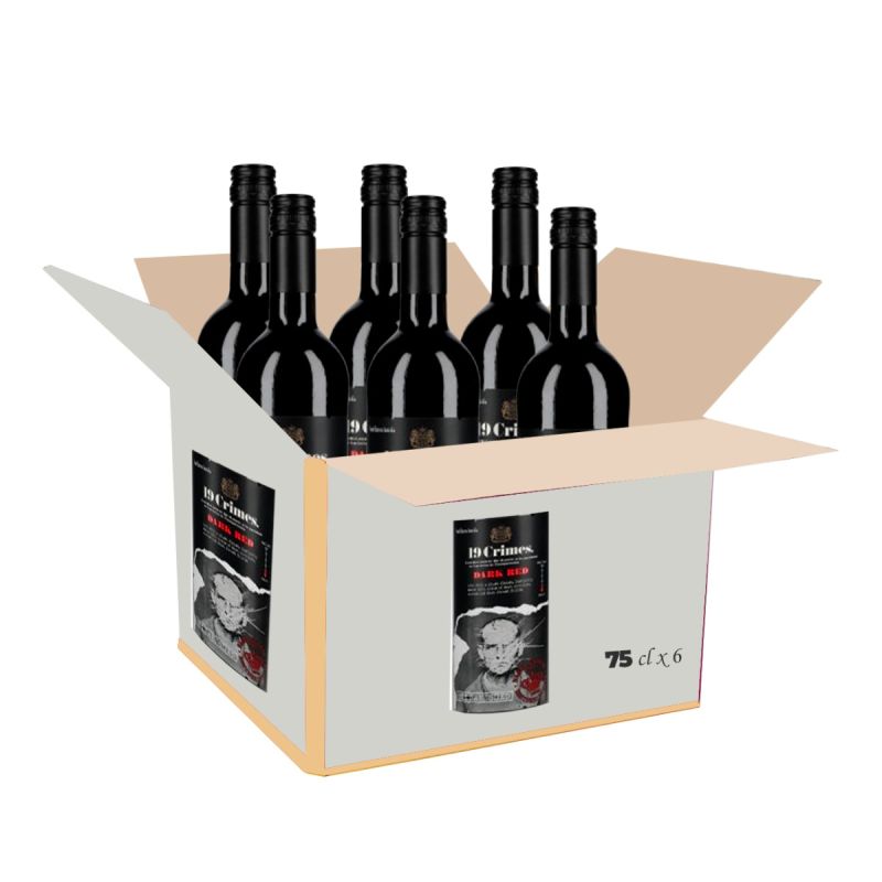 Carton de 6 bouteilles de Vin rouge Vin rouge 19 Crimes Dark Red - 75 cl, disponible sur Glotelho.