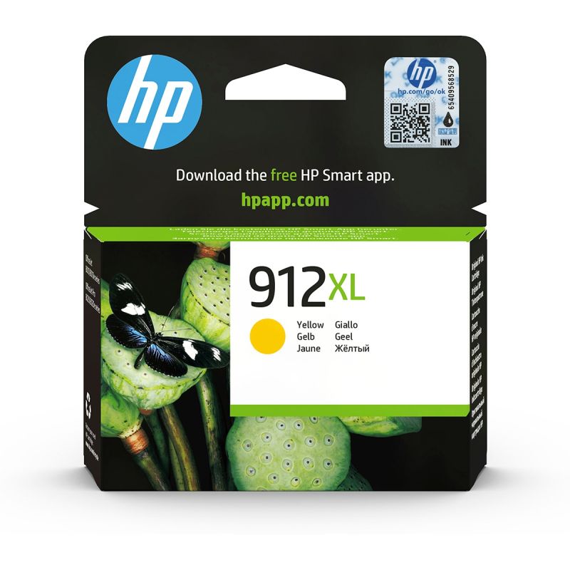 Cartouche d'encre Jaune Originale – HP 912XL – Grande Capacité – Rendement ~700 pages – Pour OfficeJet 8010/8012/8015 & Pro 8020/802
