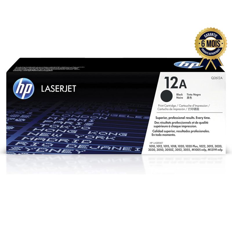 Cartouche de toner LaserJet noir authentique HP 12A (Q2612A) - prix Cameroun