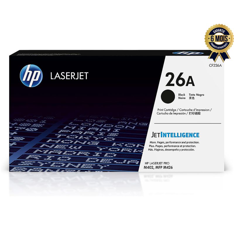 Cartouche de Toner Noir Authentique - HP 26A  (CF226A) - 6 Mois