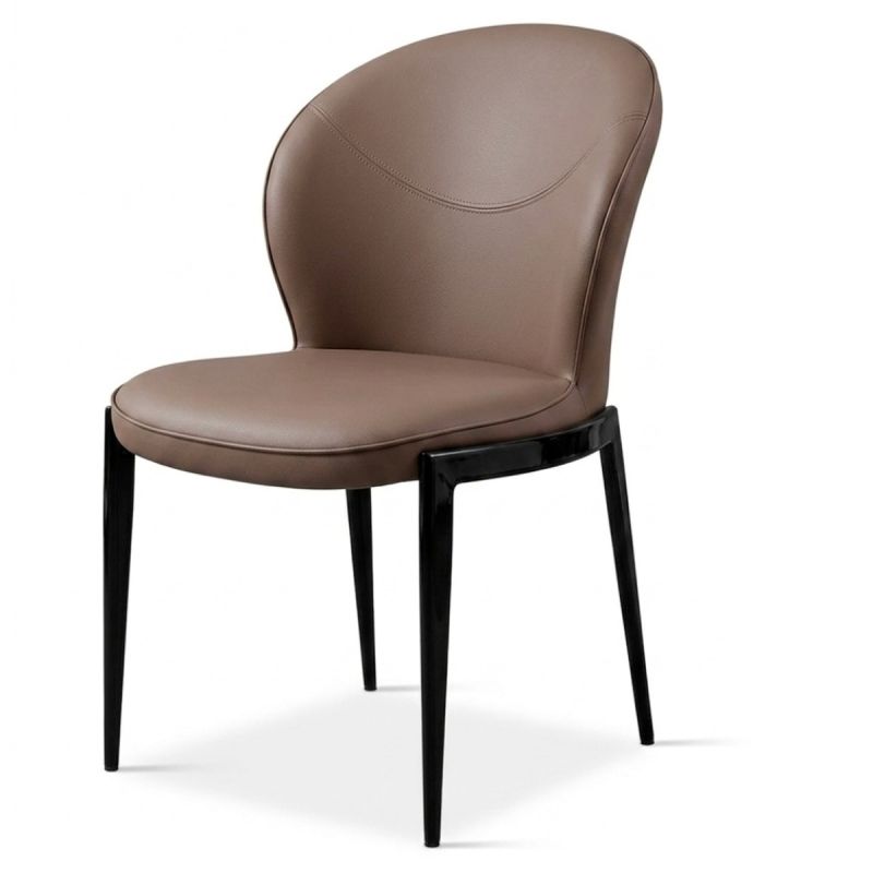 Chaise de Salle à Manger HB2510002 – PU Marron + Pieds Métal – Design moderne et robuste