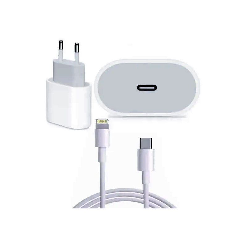Chargeur rapide USB-C 18W + Cable de charge Type C vers Lightning 1 | Glotelho Cameroun