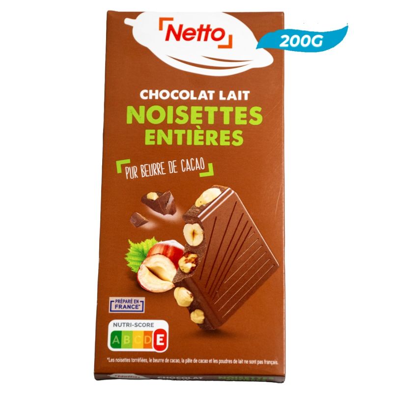 Chocolat Lait Noisettes Entières – Netto – 200g