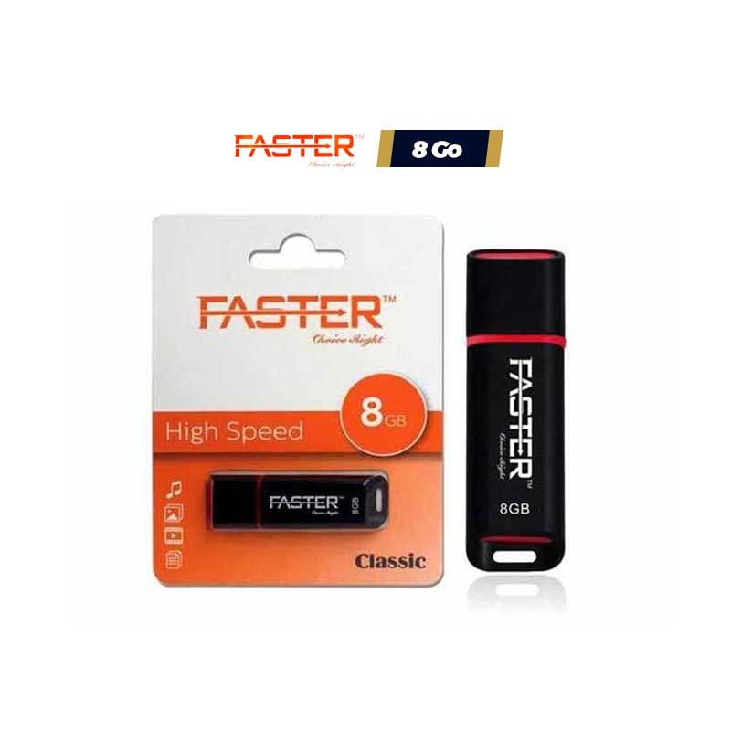 Clé USB 2.0 8 GB - FASTER  | Glotelho Cameroun