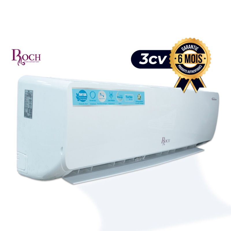 Climatiseur Roch prix en fcfa - Inverter - 3 CV - R410 - 24000Btu - Blanc - Garantie 6 Mois| Glotelho Cameroun