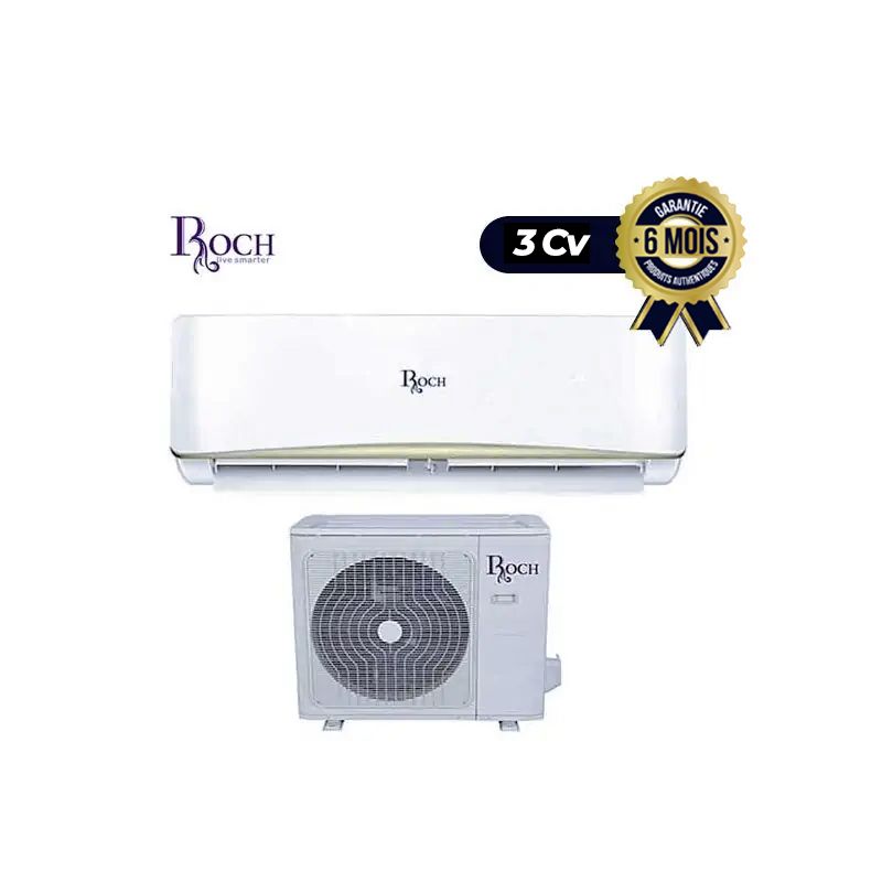 Climatiseur-Split - ROCH - 24000 BTU - 3 CV - R410-blanc -6 Mois|Glotelho Cameroun
