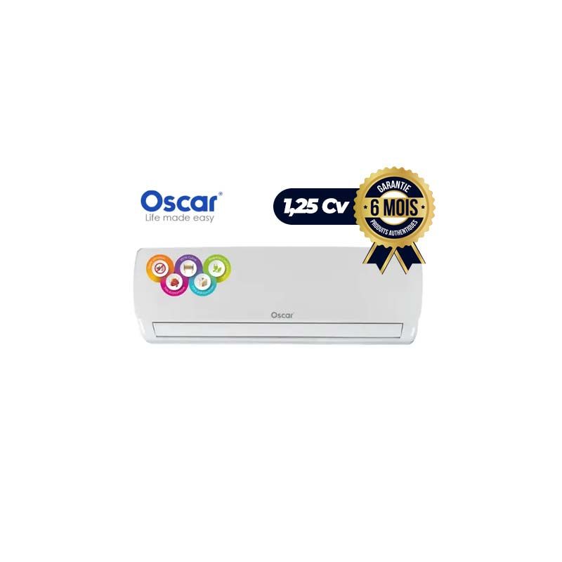 Climatiseur Split – 1,25Cv, 9000 BTU – OSCAR – OSC-S09W – Blanc – 6 mois| Glootelho Cameroun