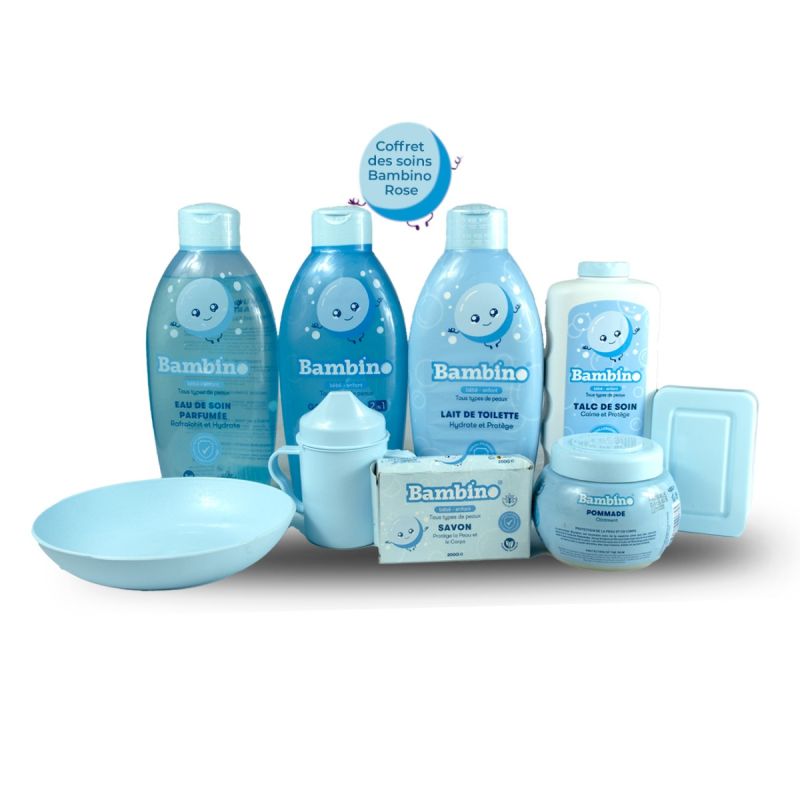 Coffret des soins pour bébés Bambino - Bleu - Grand volume + Accessoires disponible sur Glotelho