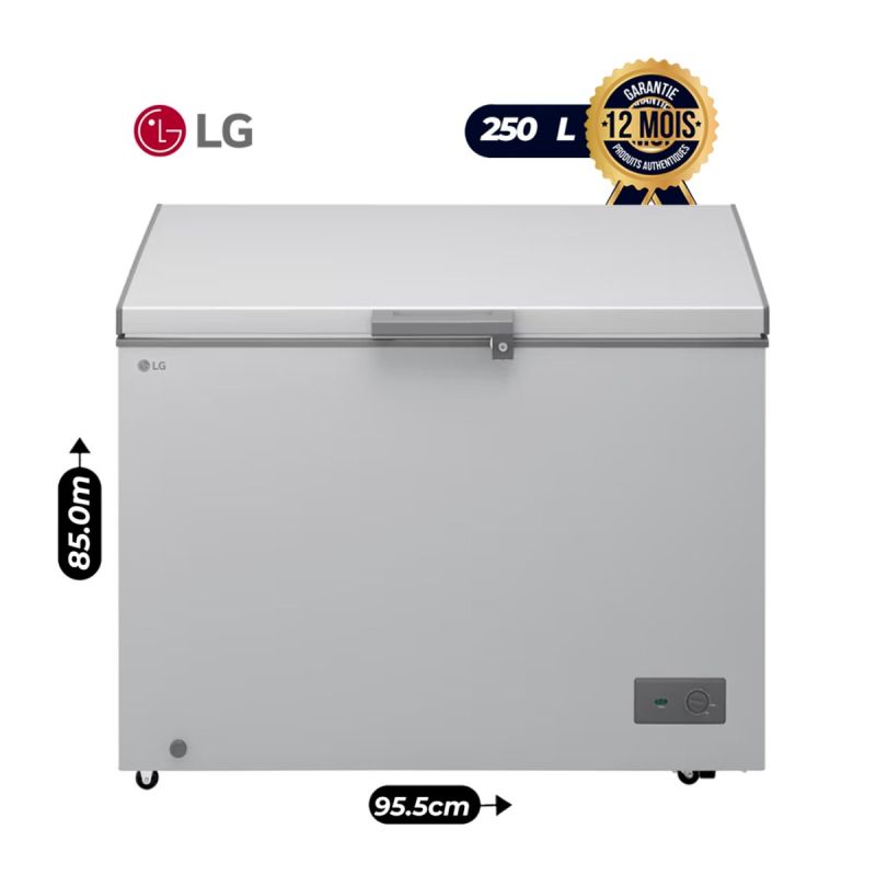 Congélateur coffre LG 250 L, gris, sur roulettes, garantie 6 mois au prix Cameroun.