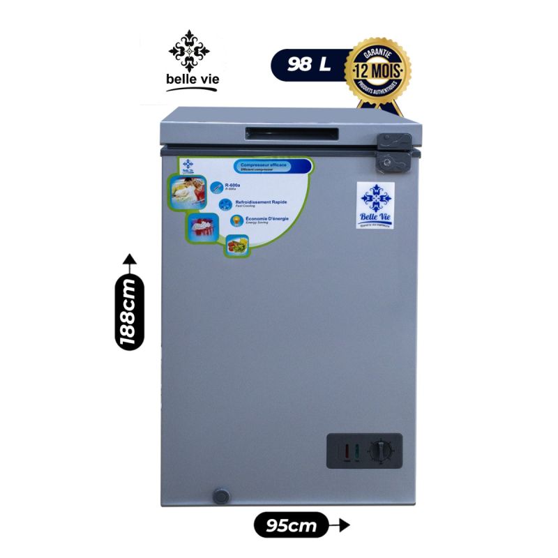 Congélateur Coffre - Belle Vie BVC-129 - 98 Litres - Classe Tropicale - Silver - Garantie 12 Mois