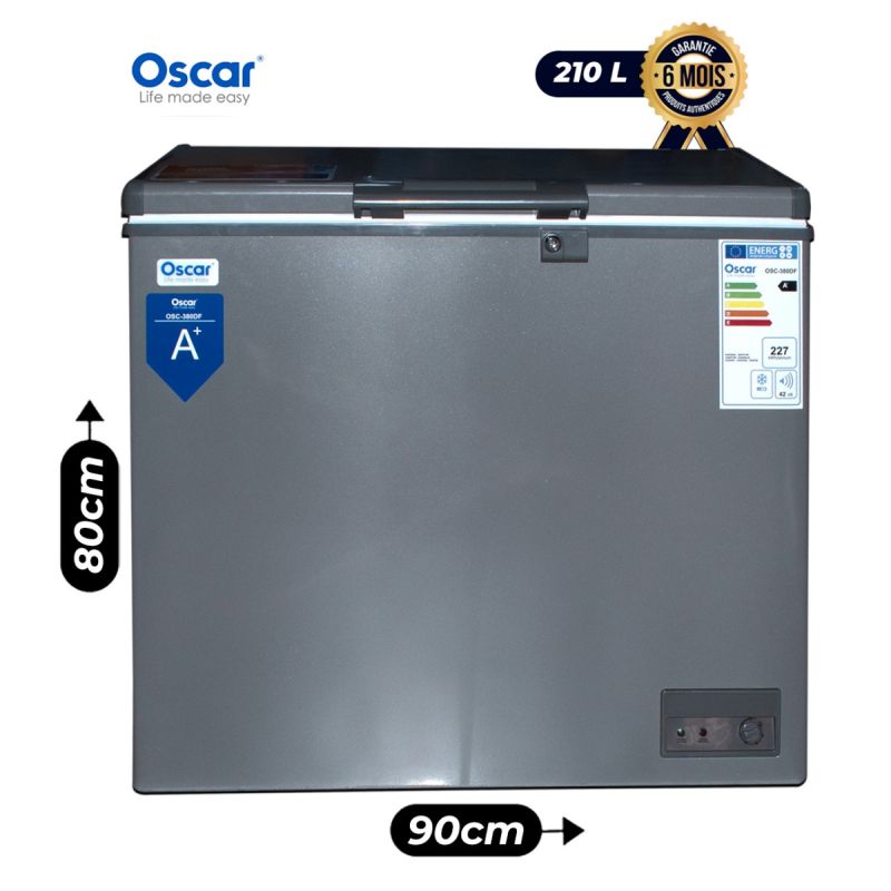 Congélateur Coffre - Oscar - OSC-380DF - 210 Litres - Refroidissement Statique - Thermostat Réglable - Panier Amovible - Blanc - Garantie 6 Mois