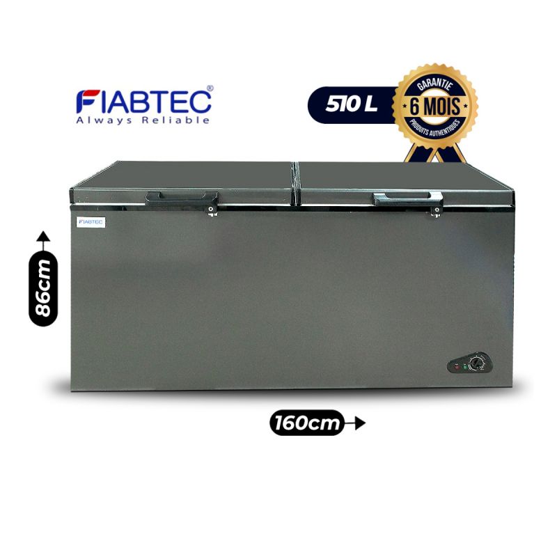 Congélateur coffre FIABTEC 510 Litres – FTCFF-510Q – Grande Capacité et Congélation Rapide – Tropicalisé – Deux couvercles – Garantie 6 Mois
