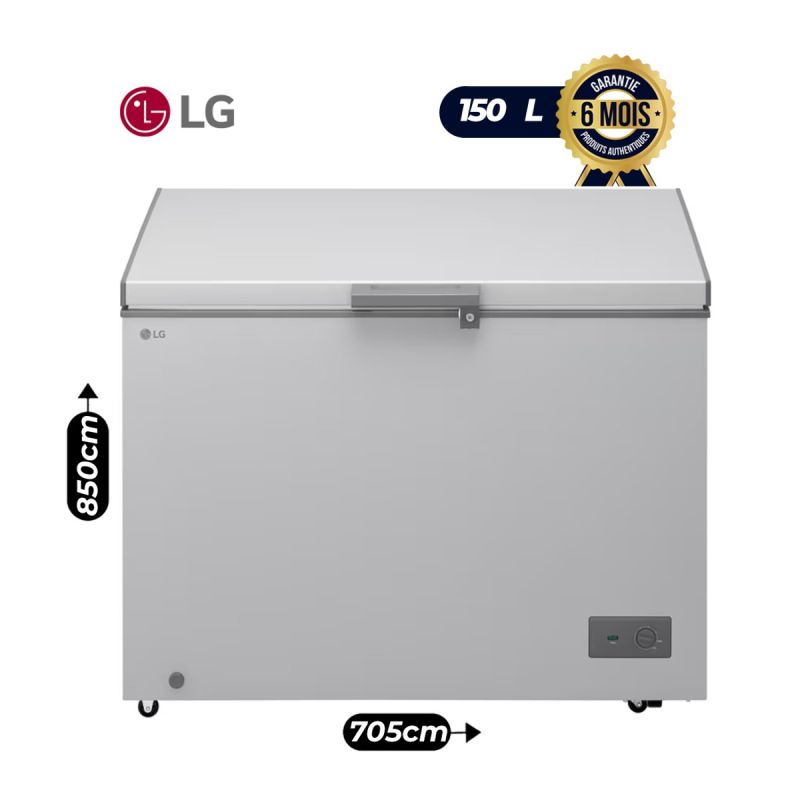 Congélateur coffre LG 150 L - GCFB145BQCF  - Fonctionnement sans stabilisateur, Froid homogène, Contrôle externe, Accès mains libres - Gris - Garantie 06 mois