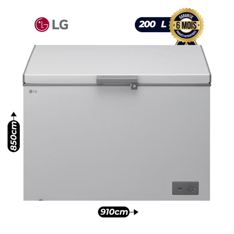 Congélateur coffre LG 200 L - GCFB200BQCF - Fonctionnement sans stabilisateur, Froid homogène, Contrôle externe, Accès mains libres - Gris - Garantie 06 mois