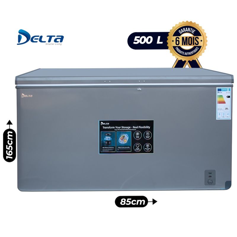 Congélateur Coffre DELTA 500 litres - DCF 510 UB - Grande capacité - Classe énergétique A+ - Refroidissement rapide - Garantie 6 mois
