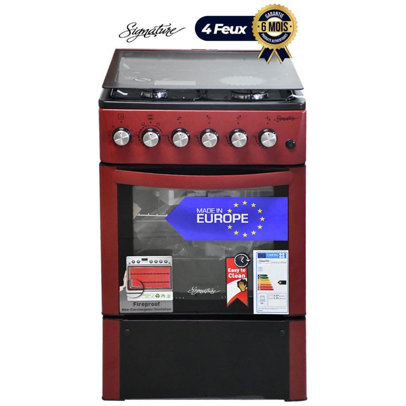 Cuisinière SIGNATURE - 4 Feux - 50 x 50 - Bordeaux | Glotelho Cameroun
