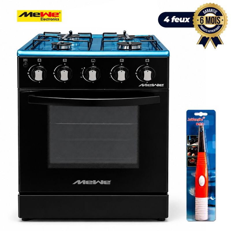 Cuisinière à Gaz MeWe 4 feux + Four à Gaz 2 kW 
