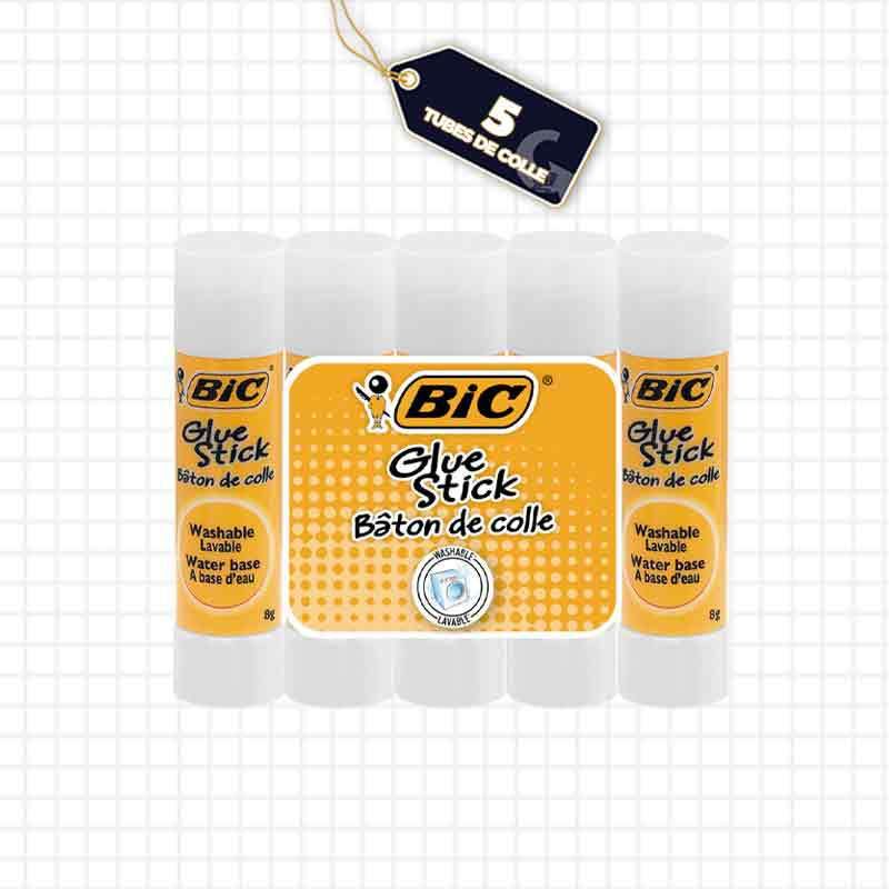 Lot de 05 tubes de colle Bic | Glotelho Cameroun