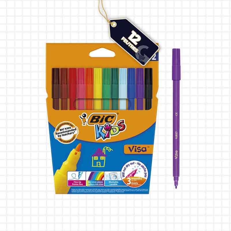 Lot de 12 feutres Kids Visa - Bic - Multicolore | Glotelho Cameroun