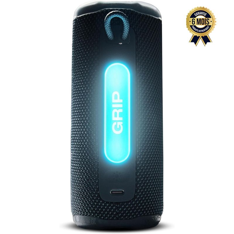 Enceinte Bluetooth Compacte JBL Grip – 16W, noir avec lumière LED au Centre, port USB C, Garantie 6 mois - Prix Cameroun. 