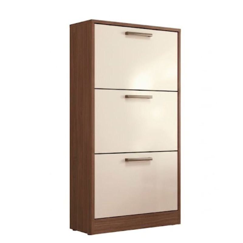 Étagère à Chaussures Multifonctionnelle – 3 Tiroirs – 111 x 61 x 24 cm - Modèle 52043 – Bois Marron/Blanc crème
