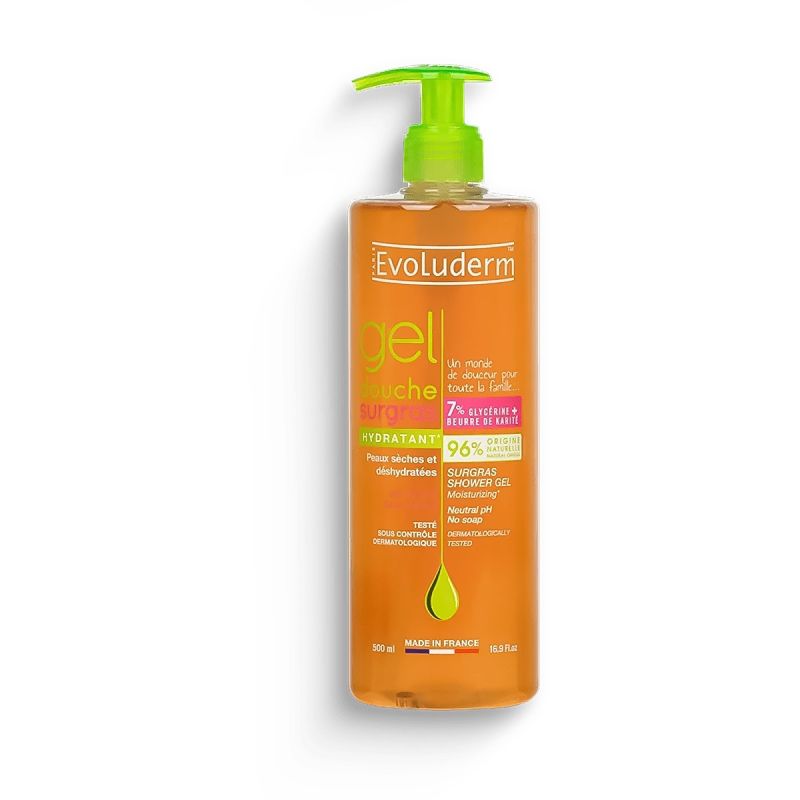 Evoluderm - Gel Douche Surgras Hydratant – Nutrition Intense & Protection - Beurre de Karité & Glycérine - 500ml