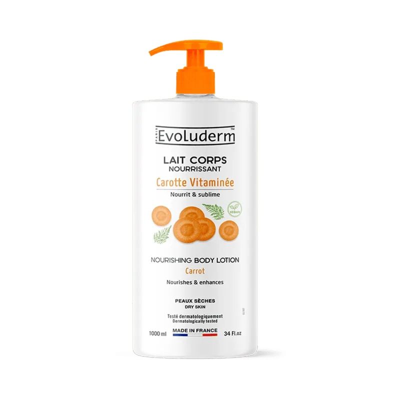 Evoluderm - Lait corps nourrissant Carotte vitaminée 1L, prix en FCFA, Cameroun. 