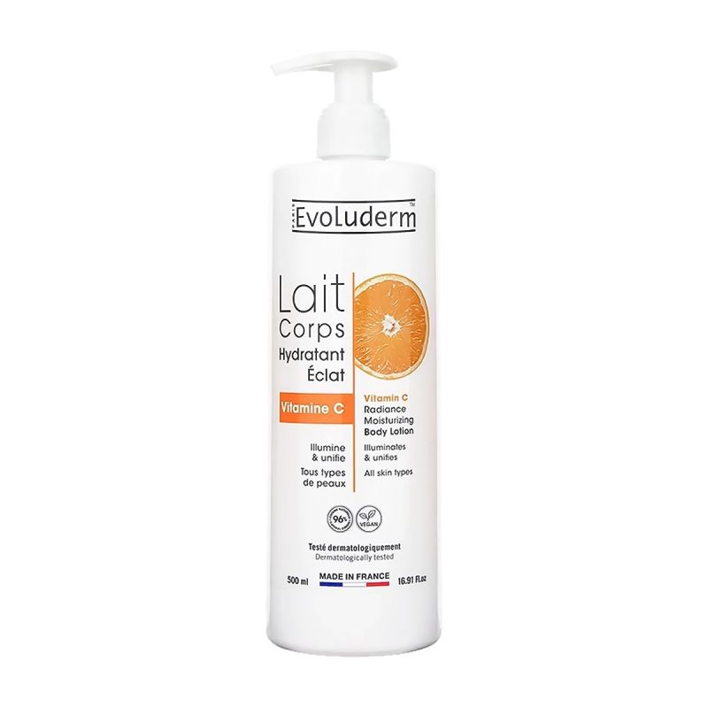 Evoluderm - Lait corps vitamine C – Hydratant et éclat - 500 ml