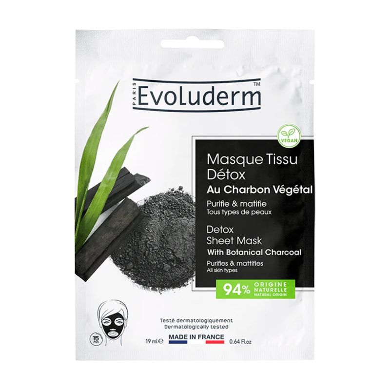 Evoluderm - Masque Tissu Détox au Charbon Végétal Actif au prix Cameroun