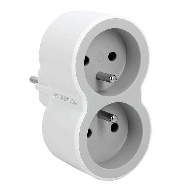 Fiche biplite prix en fcfa avec 2 prises 2P+T frontales - 16 A - 3680 W - Legrand 049432 - Blanc et gris | Glotelho Cameroun