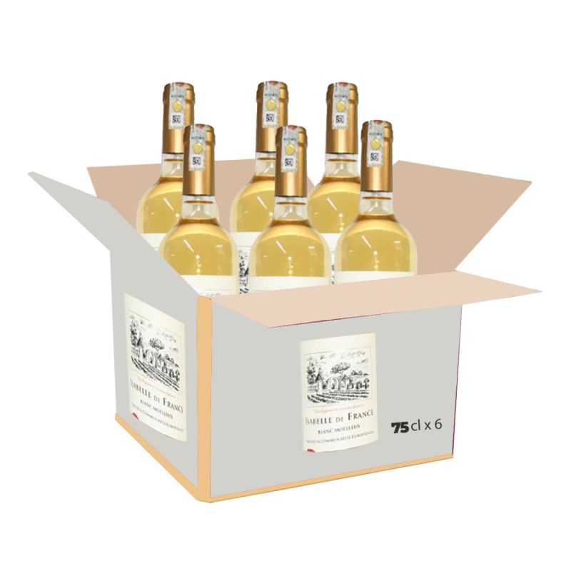 Carton de 6 bouteilles de Vin blanc moelleux Isabelle de France - 75 cl - 11% Vol.