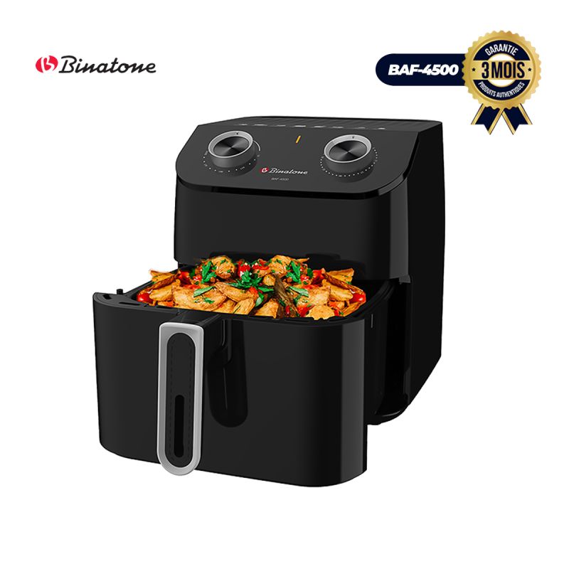 Friteuse à air Sans huile Antiadhésive Avec panneau de commande analogique BINATONE - BAF-4500 - Puissance 1350 watts - prix Cameroun