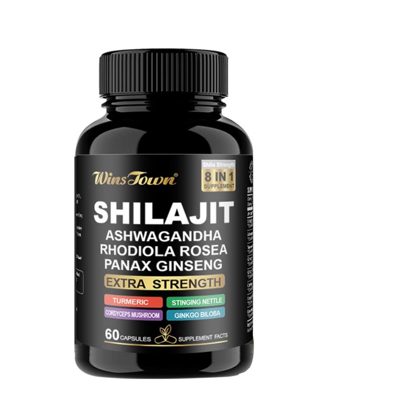 Gélules de Shilajit WinsTown 8 en 1 - Compléments alimentaires pour Hommes - Boostent l'énergie, l'équilibre et la performance - 60 capsules