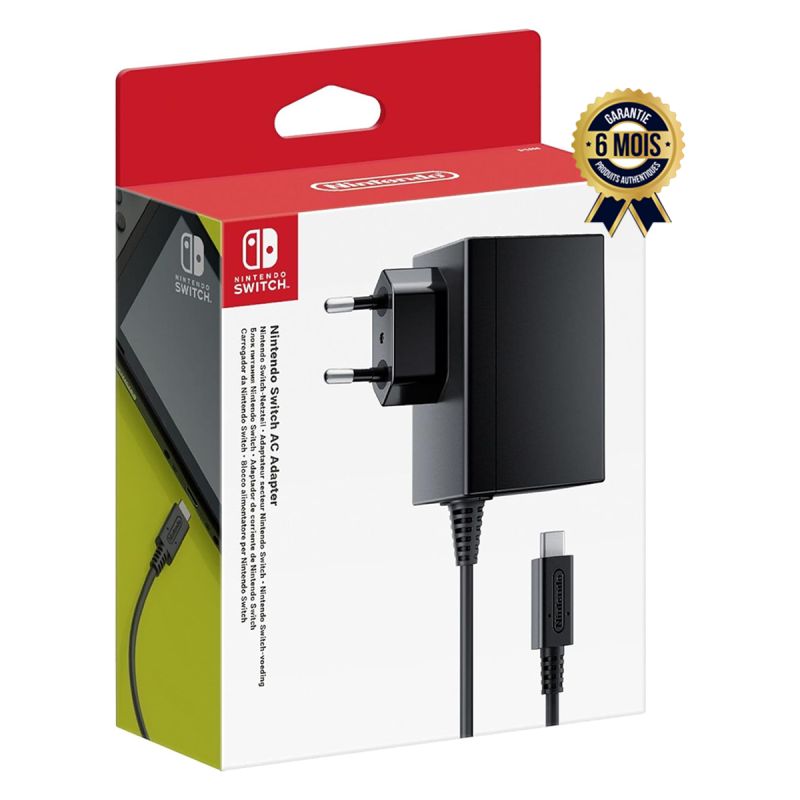 Chargeur pour console Nintendo Switch - 39 watts - 15V/2.6A - 1,5 m - Noir - Garantie 6 mois