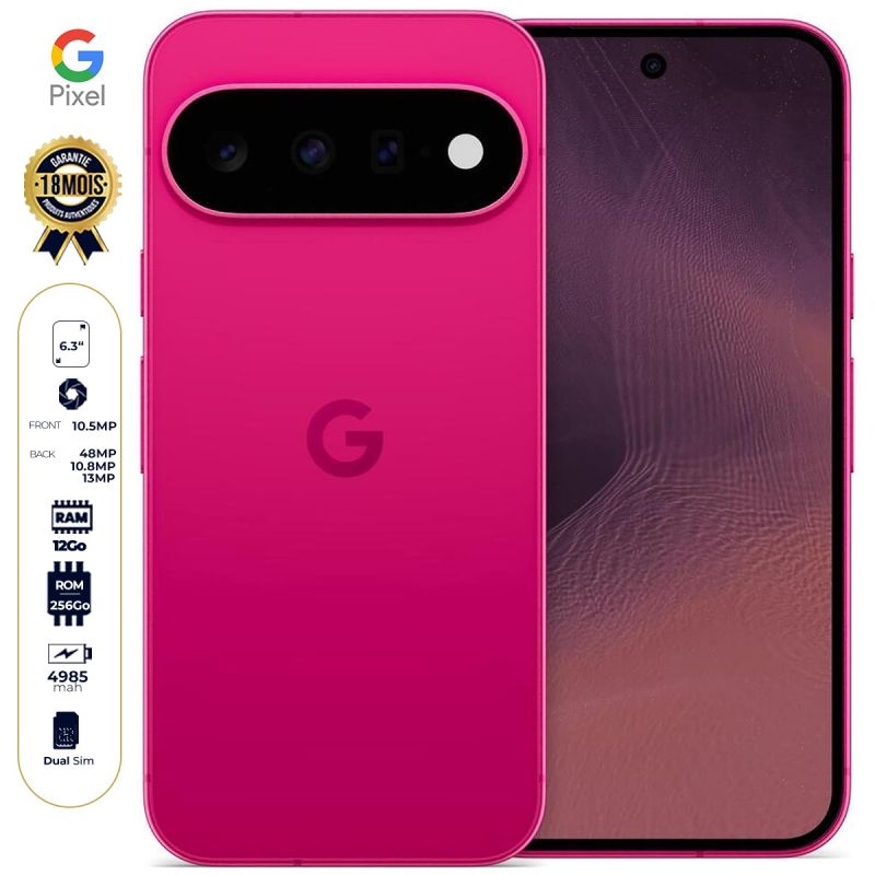 Google Pixel 11 256 Go, couleur rose Fuchsia, garantie 18 mois sur Glotelho Cameron. 